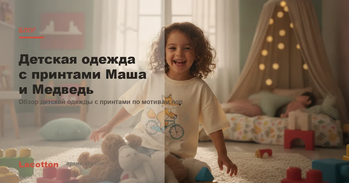 Детская одежда с принтами Маша и Медведь, Lacotton
