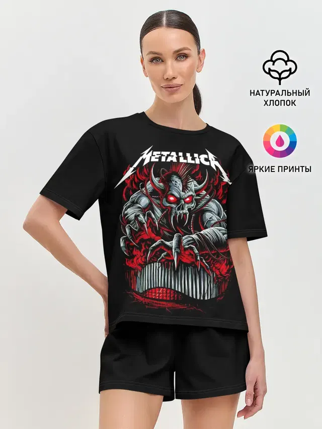Женская пижама с шортами с принтом «Metallica — Metallica - Hardwired To Self-Destruct»