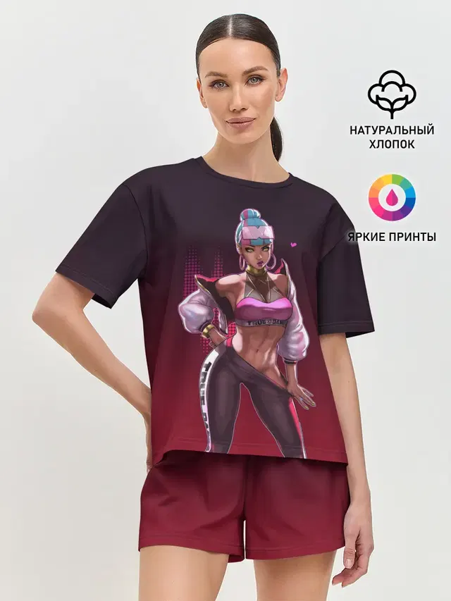 Женская пижама с шортами с принтом «Лига Легенд — League of Legends Qiyana»