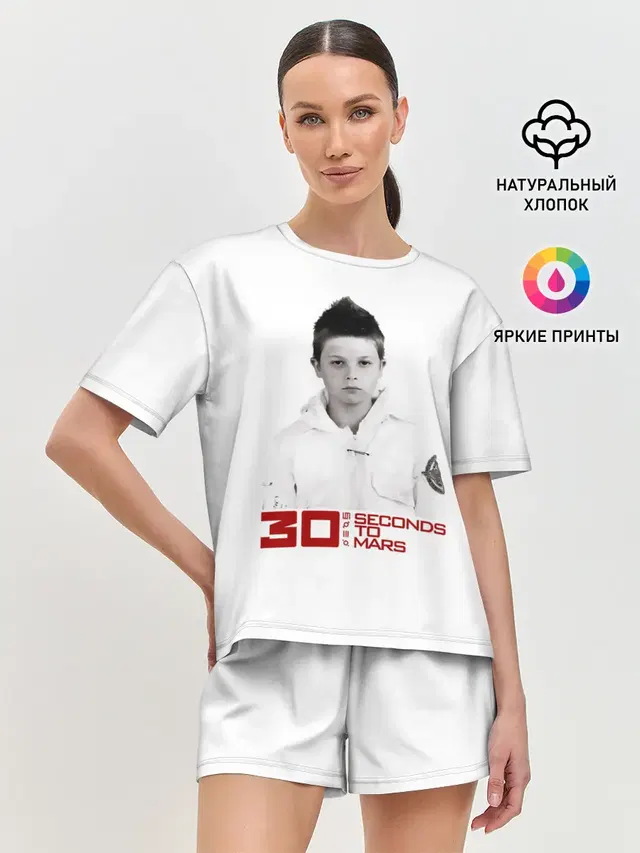 Женская пижама с шортами с принтом «30 Seconds to Mars — 30 Seconds to Mars дебютный альбом»