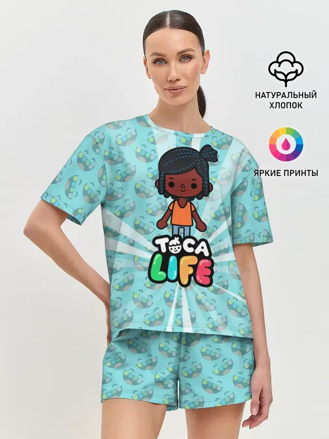 Женская пижама с шортами с принтом «Toca Boca — Toca Life World»
