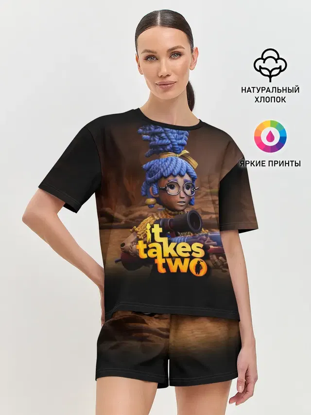 Женская пижама с шортами с принтом «It takes two — Мэй»