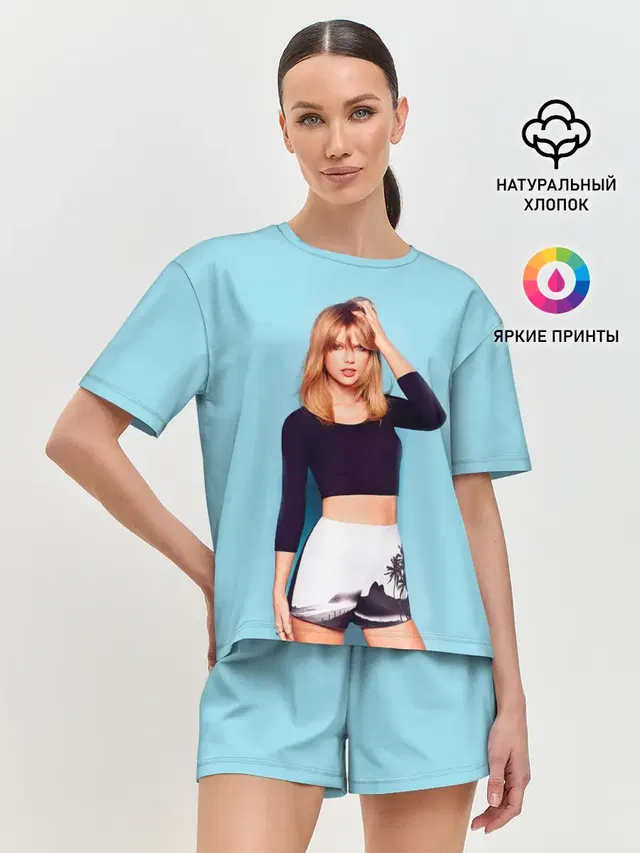 Женская пижама с шортами с принтом «Taylor Swift — Взгляд Тейлор»
