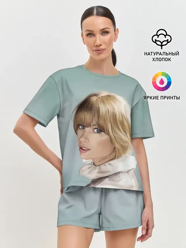Женская пижама с шортами с принтом «Taylor Swift — Обворожительная Тейлор»