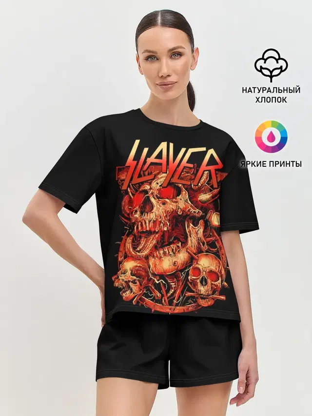 Женская пижама с шортами с принтом «Slayer — Slayer, Reign in Blood»