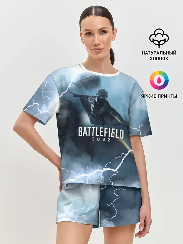 Женская пижама с шортами с принтом «BATTLEFIELD — WINGSUIT — BATTLEFIELD 2042»