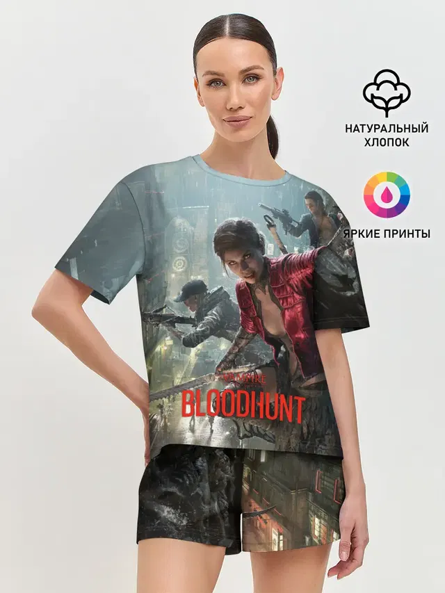Женская пижама с шортами с принтом «Vampire: The Masquerade — Vampire: The Masquerade - Bloodhunt»