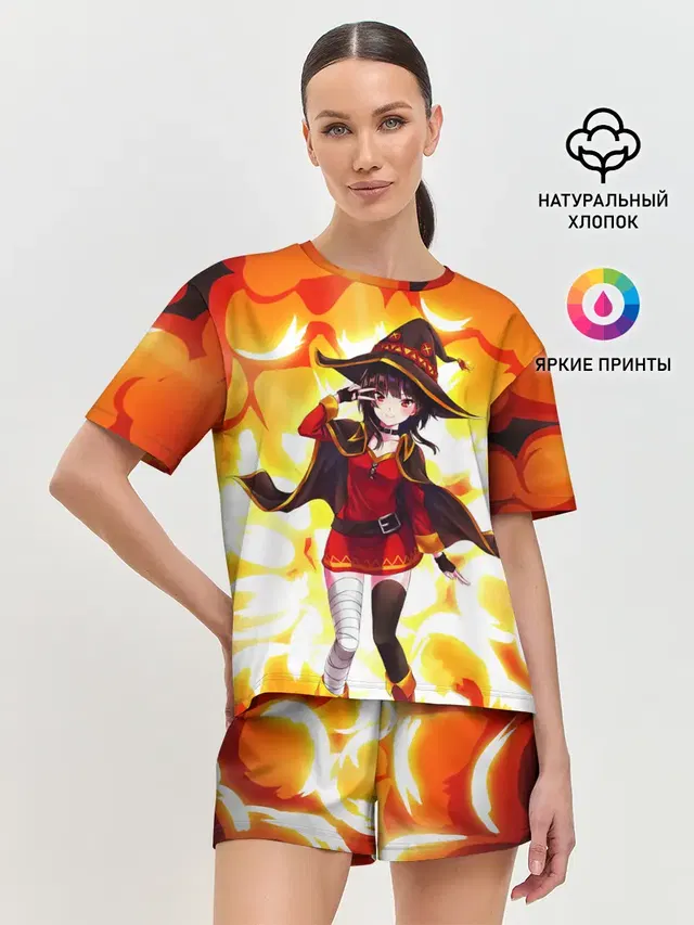 Женская пижама с шортами с принтом «Коносуба — MeguminKonoSuba»