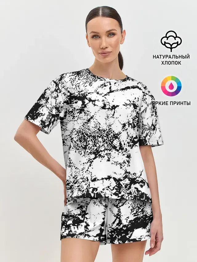 Женская пижама с шортами с принтом «Urban Style — Эффект линогравюры»