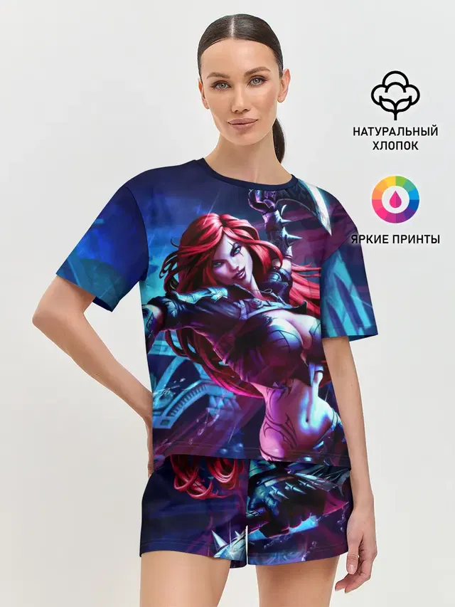 Женская пижама с шортами с принтом «Лига Легенд — Катарина League of legends»