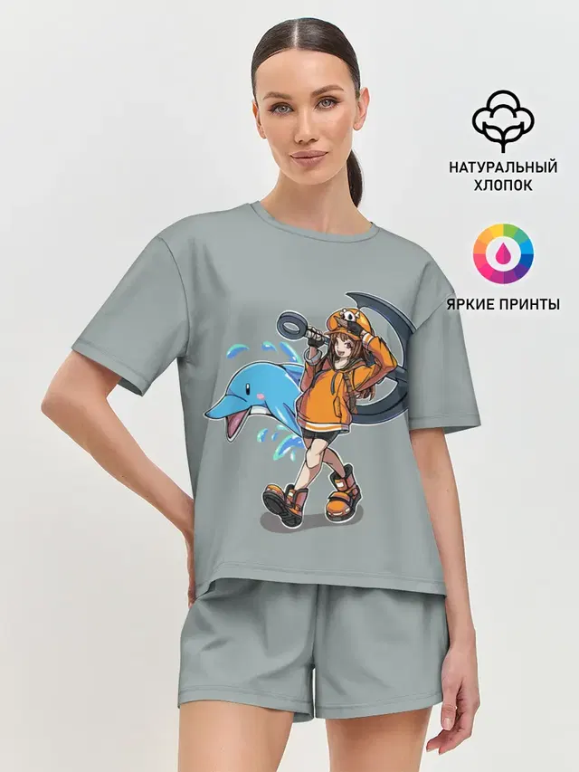 Женская пижама с шортами с принтом «May whith dolphin»
