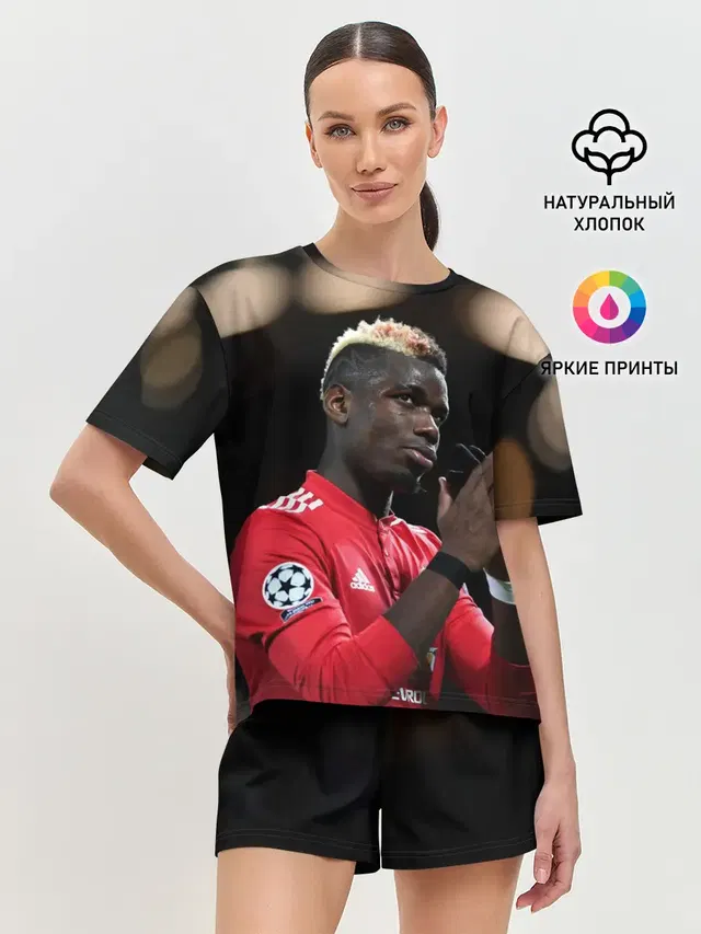 Женская пижама с шортами с принтом «Манчестер Юнайтед — Поль Погба, Pogba»