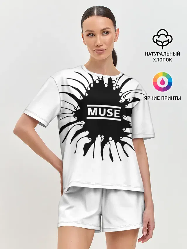 Женская пижама с шортами с принтом «Muse — MUSE пальцы»