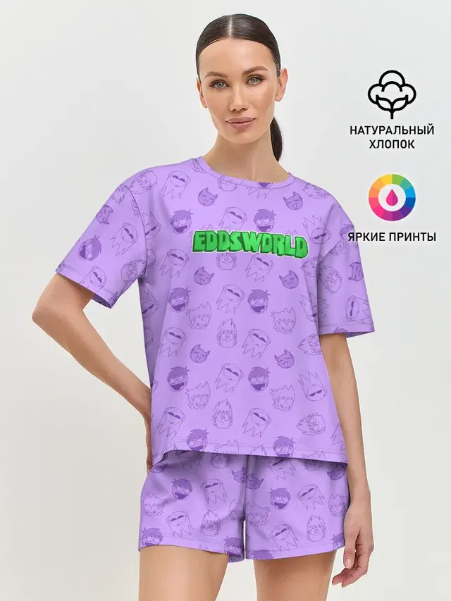 Женская пижама с шортами с принтом «Eddsworld — Pattern EDDSWORLD»
