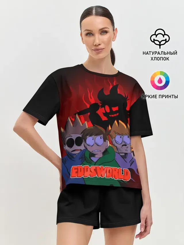 Женская пижама с шортами с принтом «Eddsworld — Tord devil»