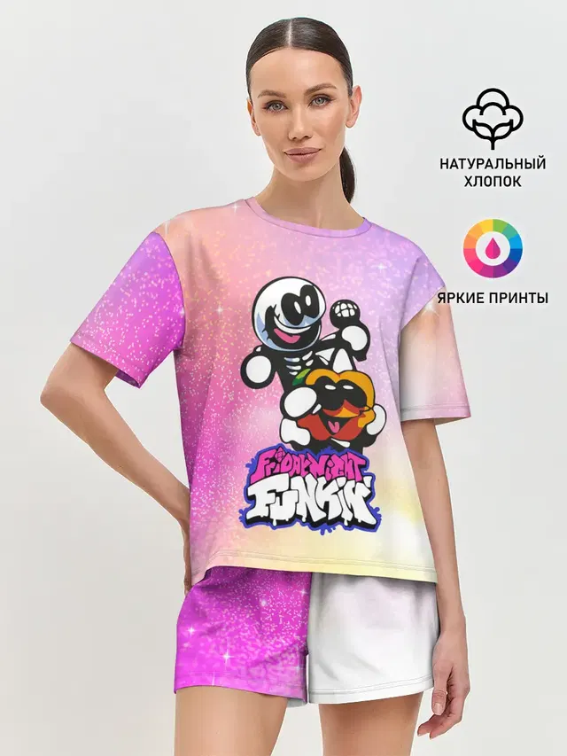 Женская пижама с шортами с принтом «Skid — Skid and Pump»