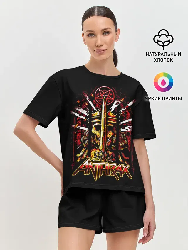 Женская пижама с шортами с принтом «Anthrax - For All Kings»