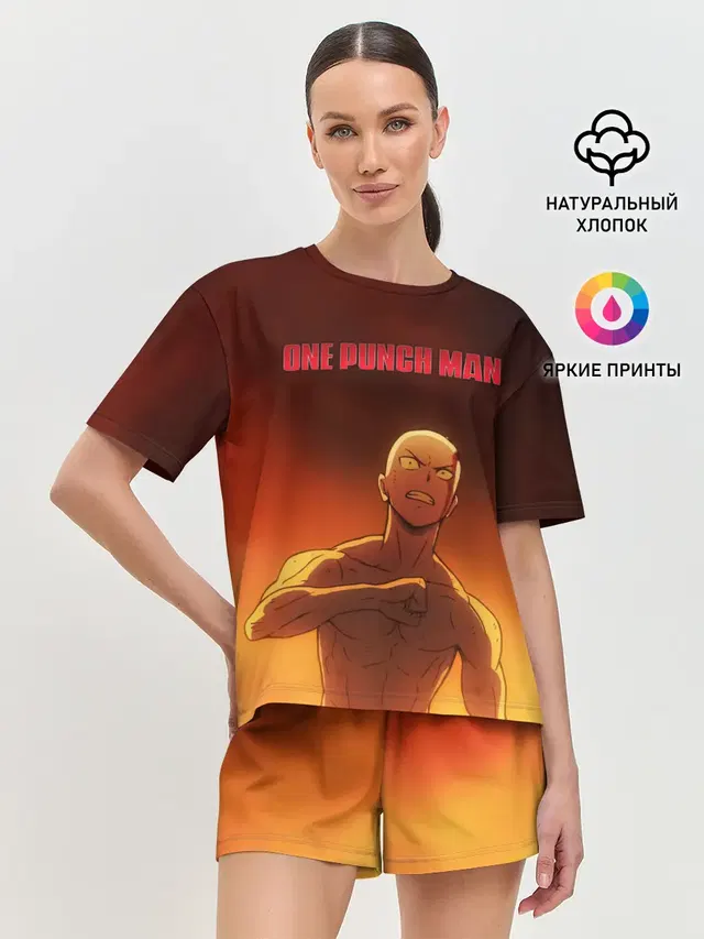 Сайтама в огне One Punch-Man
