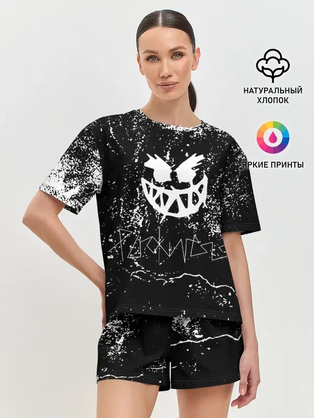 Женская пижама с шортами с принтом «Pyrokinesis»