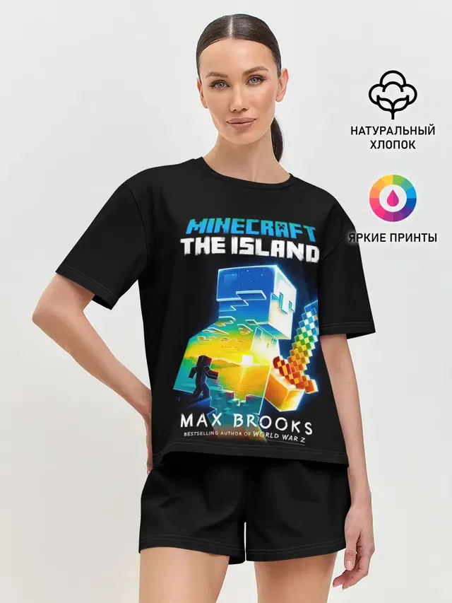 Женская пижама с шортами с принтом «Майнкрафт — MINECRAFT THE ISLAND»