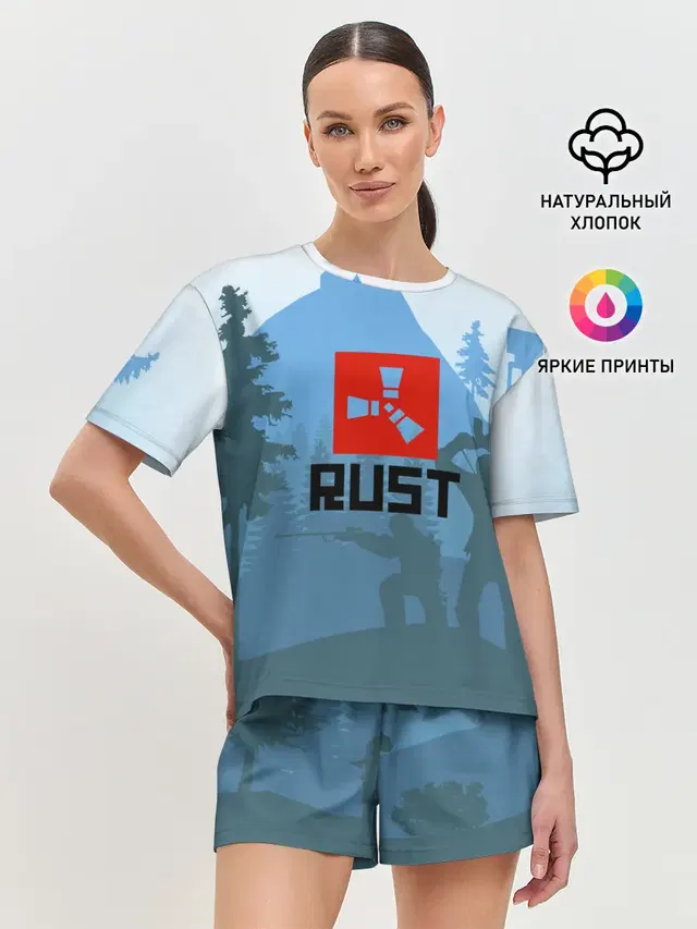 Женская пижама с шортами с принтом «Rust — Выживалка Раст»
