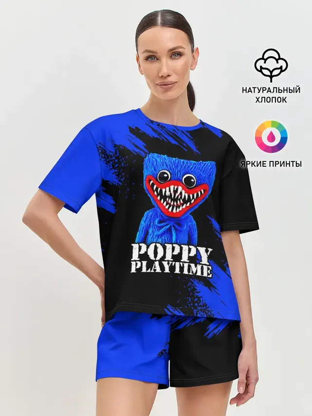 Женская пижама с шортами с принтом «Poppy Playtime — ХАГГИ ВАГГИ»