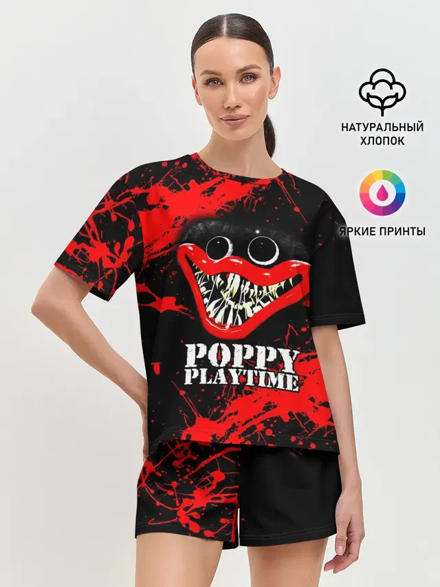 Женская пижама с шортами с принтом «Poppy Playtime — ХАГГИ ВАГГИ»