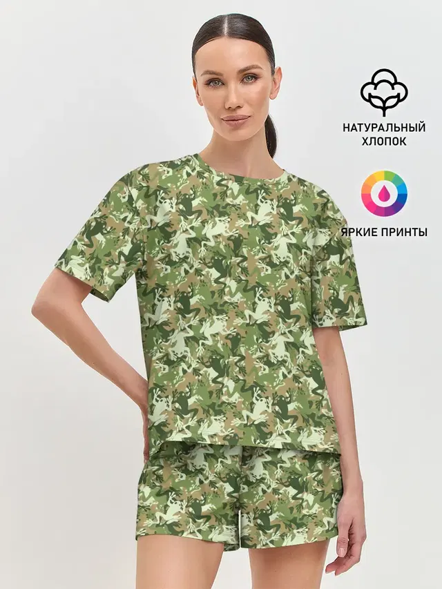 Женская пижама с шортами с принтом «Лягушка — Лягушки»