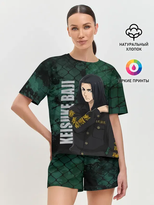 Женская пижама с шортами с принтом «Бадзи»