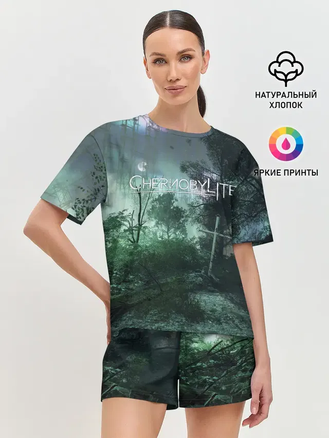 Женская пижама с шортами с принтом «Chernobylite игровой арт»