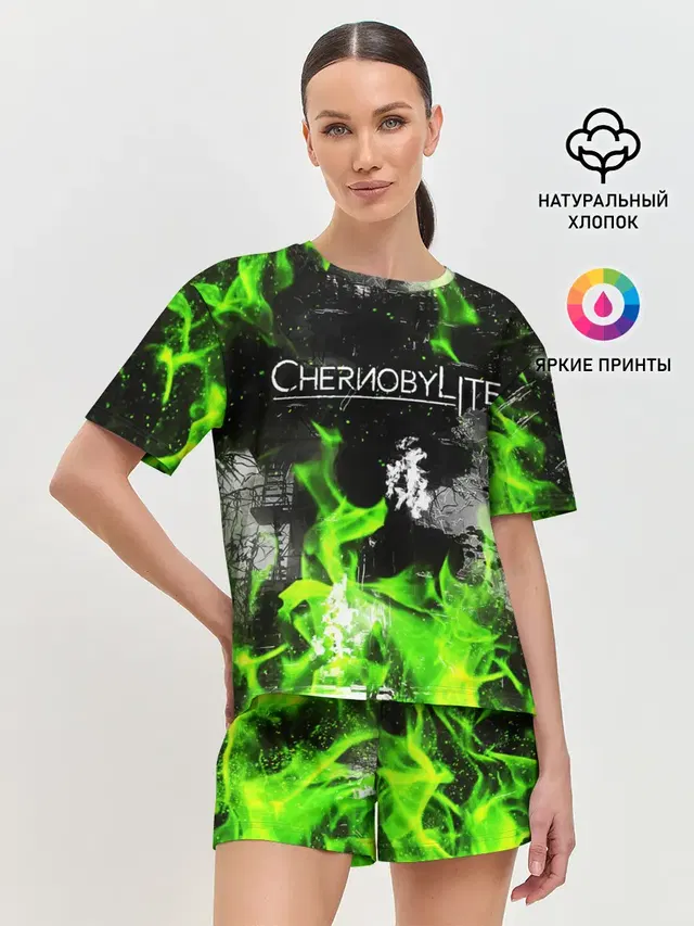 Женская пижама с шортами с принтом «Chernobylite»