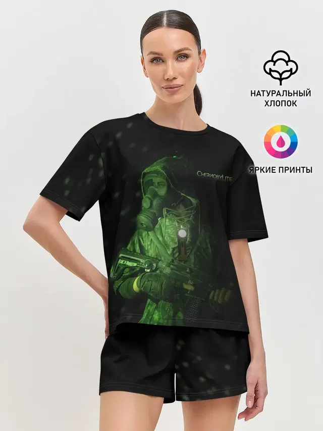 Женская пижама с шортами с принтом «Чернобылит Chernobylite — Чернобылит»