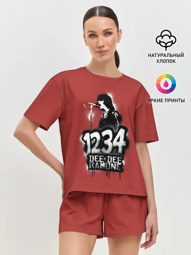 Женская пижама с шортами с принтом «Ramones — Dee Dee Ramone»