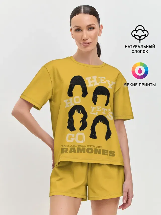 Женская пижама с шортами с принтом «Ramones — Hey Ho Lets Gog»