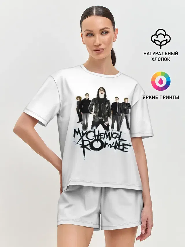 Женская пижама с шортами с принтом «My Chemical Romance — Участники группы My Chemical Romance»