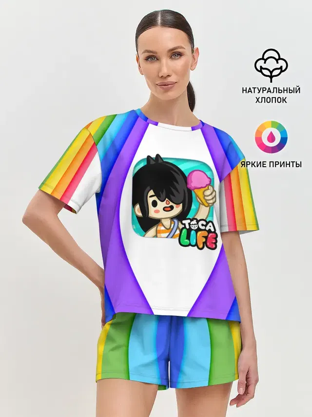 Женская пижама с шортами с принтом «Toca Boca — Нари — Nari»