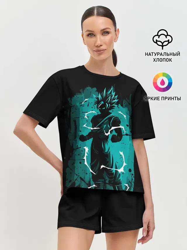 Женская пижама с шортами с принтом «Dragon ball — Ultra Goku, Гоку»
