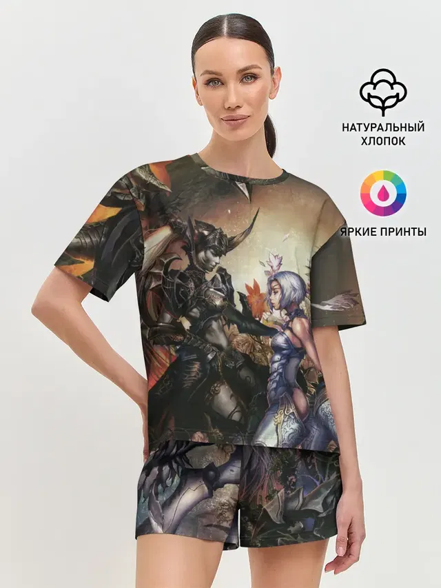Женская пижама с шортами с принтом «LineAge II — Lilith and Anakim»