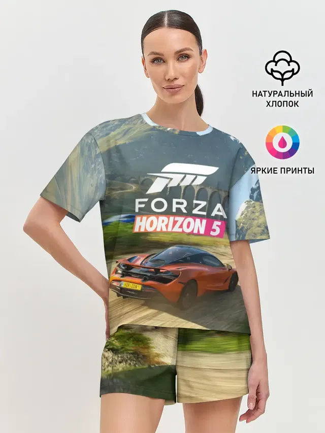 Женская пижама с шортами с принтом «Forza Horizon — Forza Horizon 5, игра»