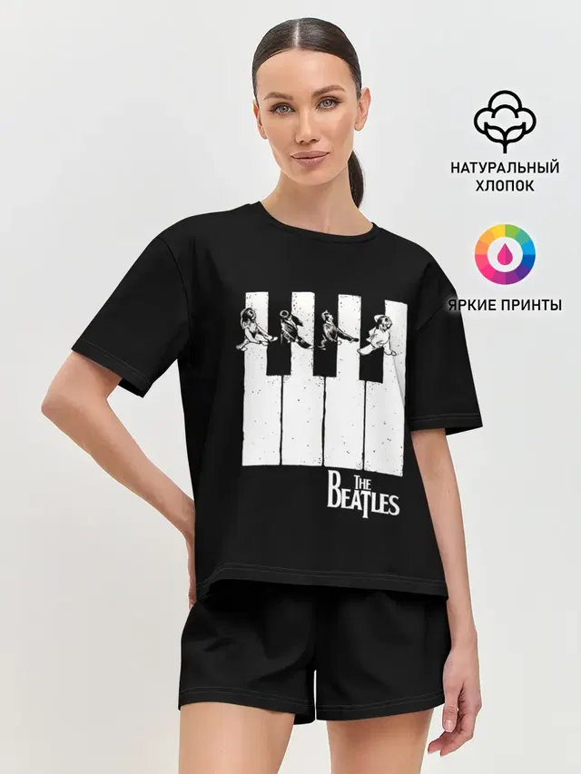 Женская пижама с шортами с принтом «The Beatles — THE BEATLES ЗНАМЕНИТАЯ КАРТИНКА»