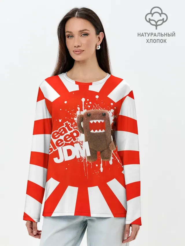 Лонгслив женский с принтом «JDM Style — Domo jdm»