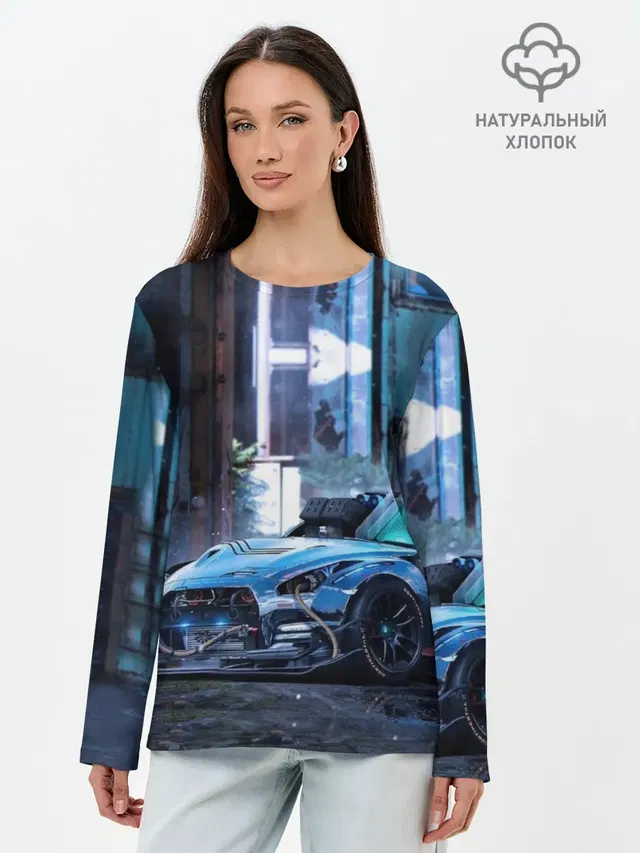 Лонгслив женский с принтом «Nissan — Nissan GTR R35»