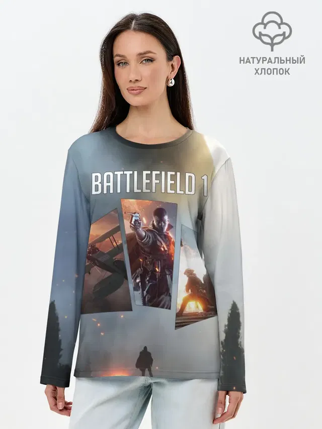 Лонгслив женский с принтом «BATTLEFIELD — Battlefield 1»
