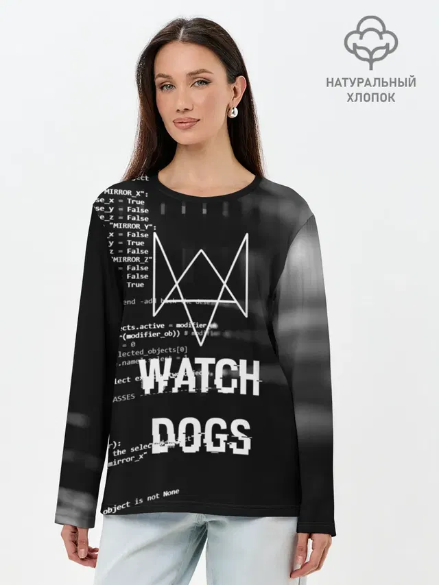 Лонгслив женский с принтом «Watch Dogs 2 — Wath dogs 2 Хакер»