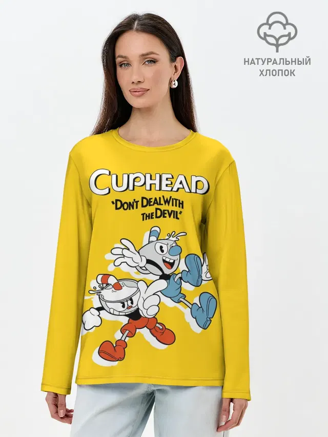 Лонгслив женский с принтом «Mugman»
