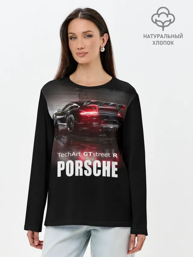 Лонгслив женский с принтом «Porsche — Porsche GTstreet R»
