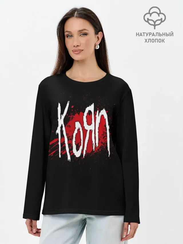 Лонгслив женский с принтом «KoЯn — Korn»