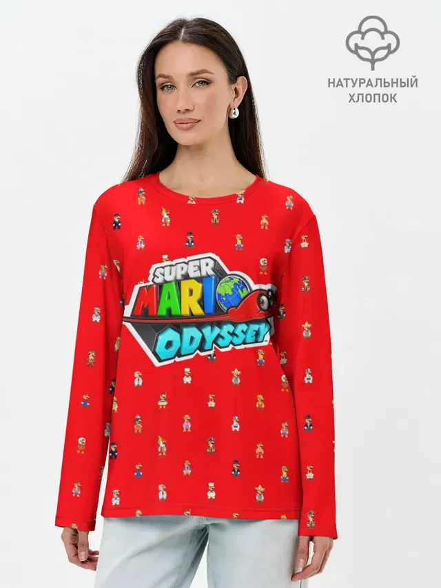 Лонгслив женский с принтом «Mario — Super Mario Odyssey»