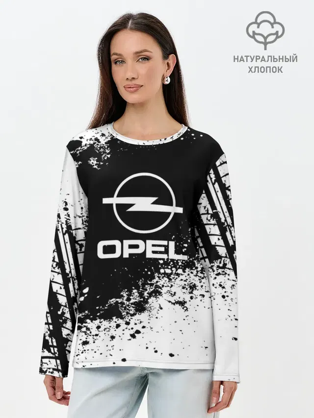 Лонгслив женский с принтом «Opel — Opel abstract sport»