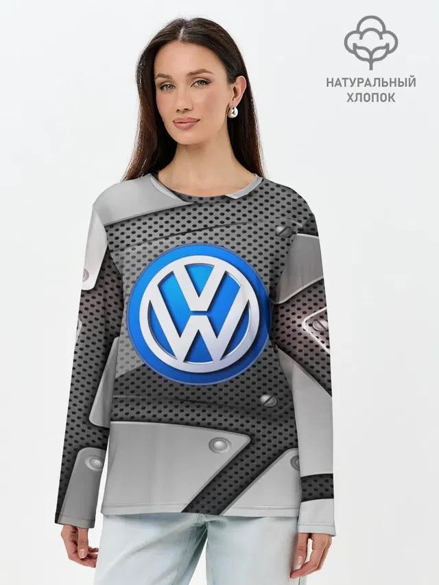 Лонгслив женский с принтом «Volkswagen — Volkswagen metalic 2018»